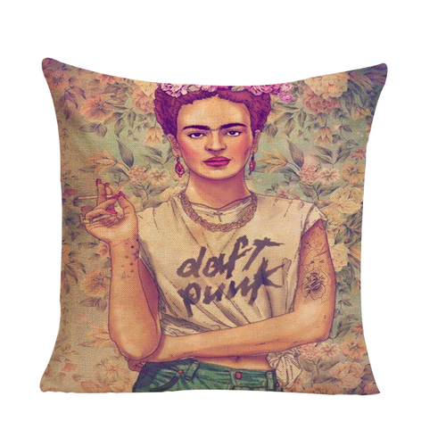 LAST ONE Frida Kahlo Daft Punk Cigarette Cushion Cover (No Insert) 45cm Mexican Inspired Design