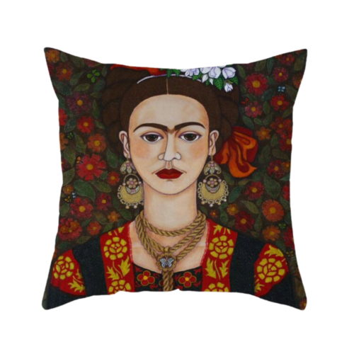 Frida Kahlo Dark Tones Cushion Cover (No Insert) 45cm Mexican Inspired Design