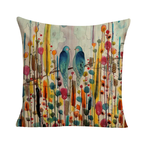 Abstract with Blue Birds Cushion Cover (No Insert) 45cm Japanese Inspired Design