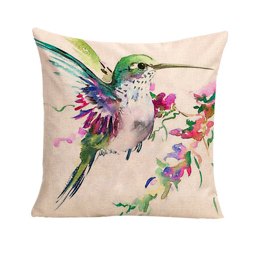 Green Bird Cushion Cover (Insert Included) 45cm Japanese Inspired Design
