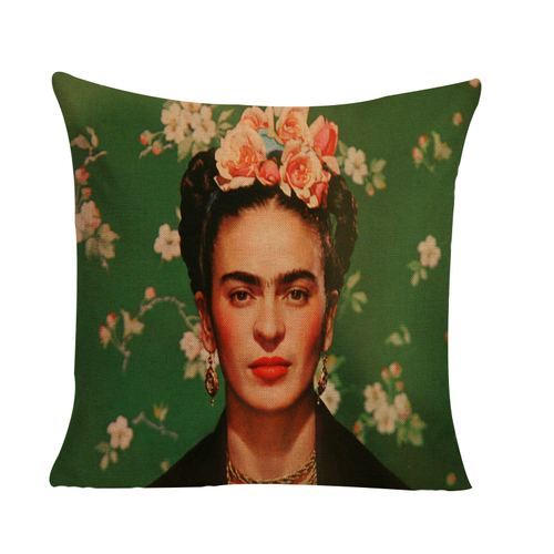 Frida Kahlo Deep Green Cushion Cover (Insert Included) 45cm Mexican Inspired Design