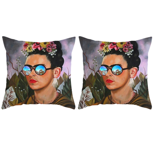 2x Frida Kahlo Sunglasses Cushions Insert Included 45cm Mexican Inspired Design