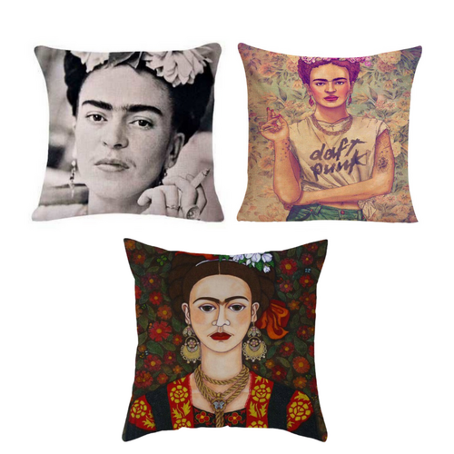 3pce Set of Punk Frida Kahlo Cushions 45cm Mexican Inspired Design Bundle