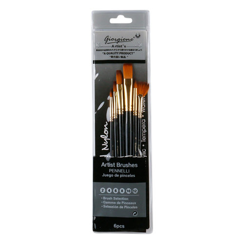 6pce Multi-Functional Nylon Paint Brushes Range of Sizes, Acrylic, Watercolour, Tempera Reusable Set