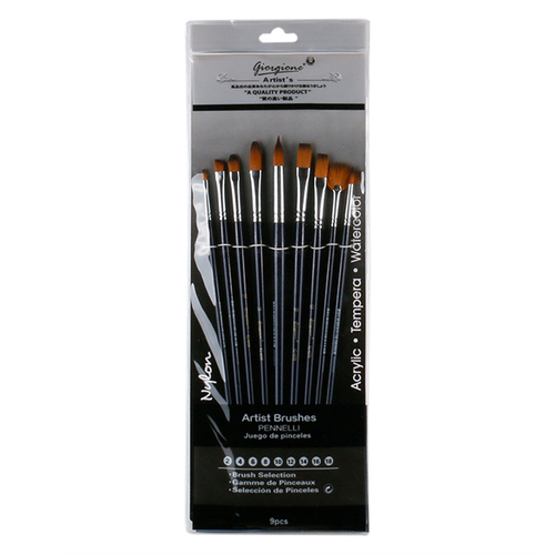 9pce Paint Brushes Set Multi-Functional Nylon Mixed Tips Acrylic, Watercolour, Tempera