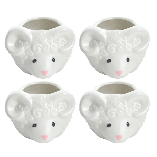 4x Mouse Ceramic Pot Set 9cm Planter Glazed Flowers, Succulents, Herbs