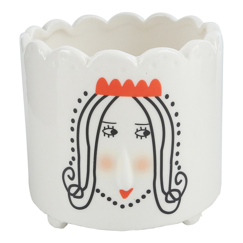 1pce 9.5cm Princess French Royal Ceramic Pot Planter Cute Design Perfect for Succulents, Herbs