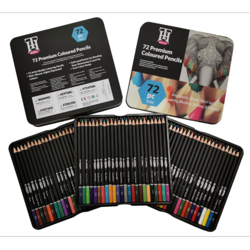 72pce Colour Pencils in Metal Box Premium Quality for Drawing, Colouring In Gift Set