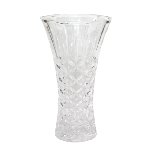 24cm Diamond Etched Glass Vase In Vintage Style Ornate Design Home Decor Flower
