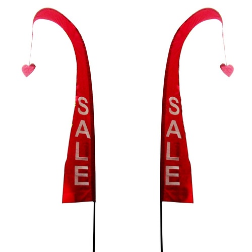2m Red Bali Flag With Sale in White, Printed on Both Sides, Great for Shops, Garage Sales