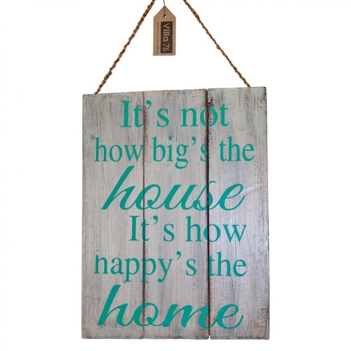 40cm x 30cm "Happy Home" Inspiration Quote on Wooden Hanging Sign