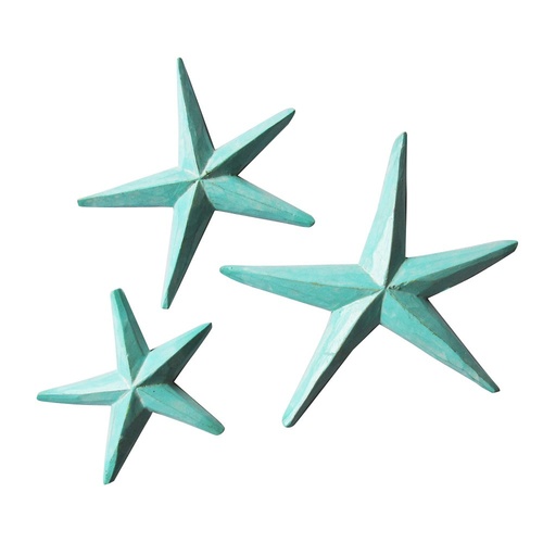 Aqua Wash Set of 3 Wooden Starfish 14cm, 18cm, 22cm Hangable