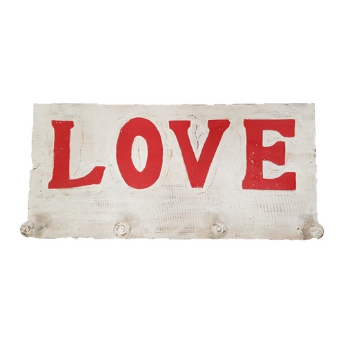 40cm Wooden Hanger Key Rack with LOVE Style, Hand Made & Painted