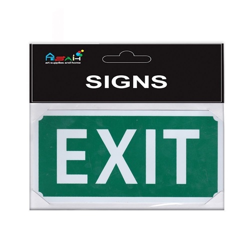 Emergency Exit Sign Plastic Green/White With Screws 20x9.5cm S007