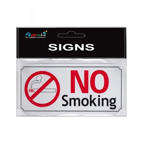No Smoking Sign Plastic Black/Red/White With Screws 20x9.5cm 
