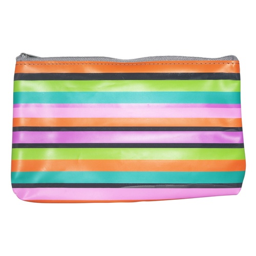 Funky Retro Pencil Case w/ Zipper PVC 21cm x 13cm Back to School - STRIPES
