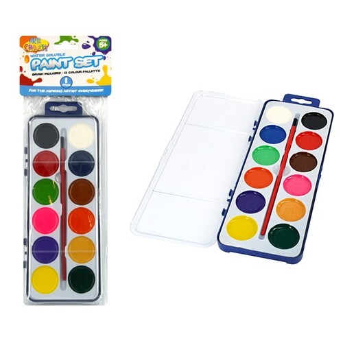 1pce Kids Painting Set w/ Brush 12 Colours Art & Craft Intro Hobby in Case