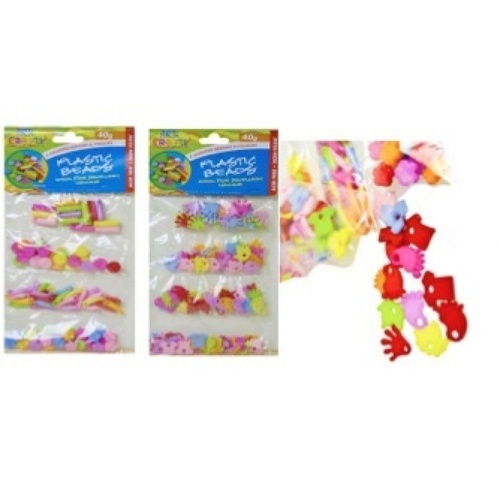 2 X 40g Packs of Plastic Beads 8 Assorted Designs 1-2cm