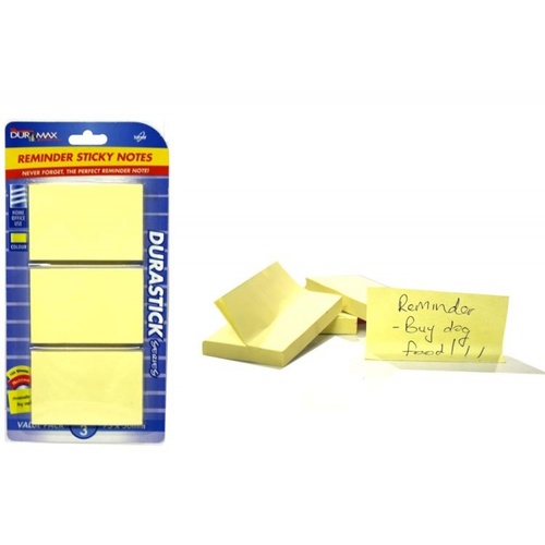  3pce Reminder Sticky Notes - Yellow. Office Supplies. Back to School. Stationery 