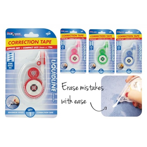 1pce Correction Tape - 5mm x 12 metres. White.