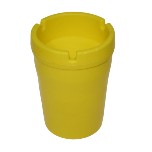 Yellow Butt Ash Bucket 8x11cm Tray Smoke Waste Holder Lid Bin