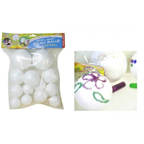 14pce Foam Balls 4 Different Sizes 9cm, 7cm, 6cm, 5cm