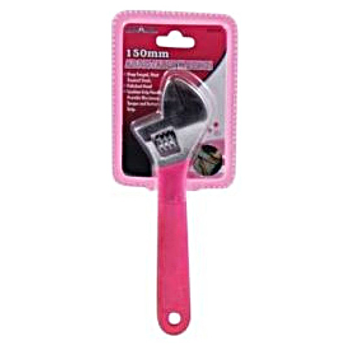 1pce Adjustable Pink Wrench 15cm Long w/ Cushion Grip, Hangable, Adjustable to 20mm
