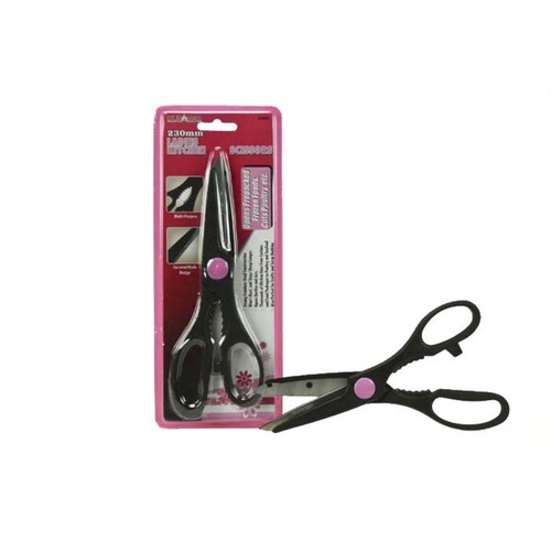 1pce MultiUse Scissors-230mm- Black / Pink Great for the Kitchen and Home