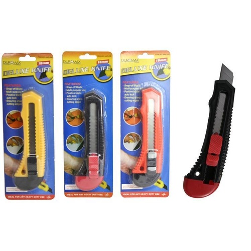 1pce Deluxe Pocket Box Knife-18mm Great for In Store, Home Garage - Yellow