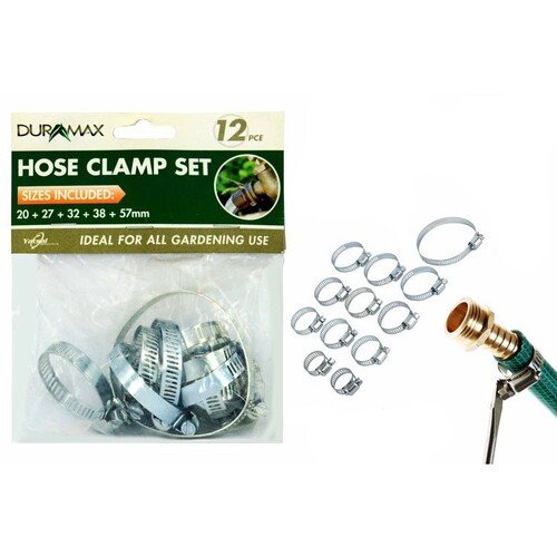 12pce Garden Hose Clamp Set- 20/27/32/38/57mm