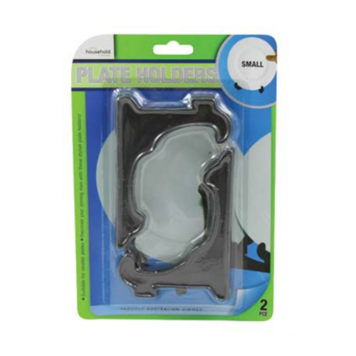 2pce Black Plastic Plate Holders Small 12cm High For Displays