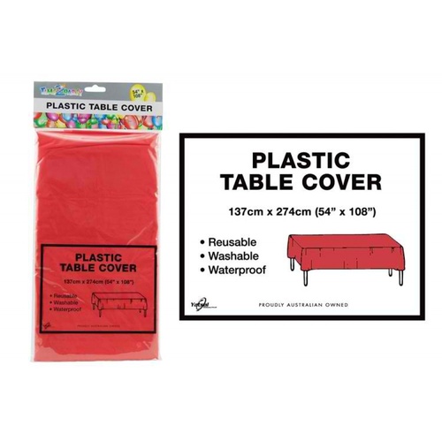 Red Plastic Table Cloth 1.4 x 2.7m Great for Parties and Birthdays