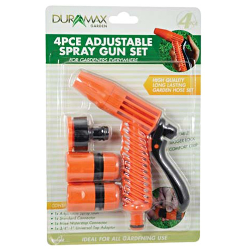 4pce Adjustable Garden Hose Spray Gun Set, Garden Supply Tool Accessory from DURAMAX