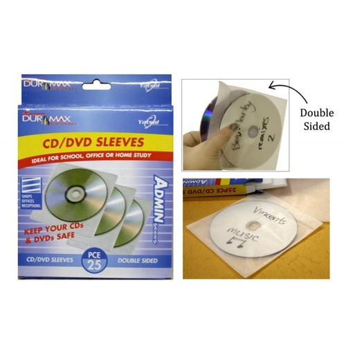 CD, DVD, BLUE RAY, Double Sided Sleeve Protectors 25 pack