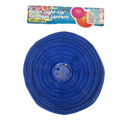 1pce Blue Lantern Nylon 30cm with 2 LED Globes Great Effect Like Paper Lanterns