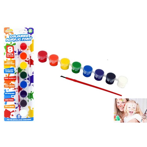 1pce Acrylic Paint Assorted 8 Tubs 5ml Each Craft DIY Premium Water Based