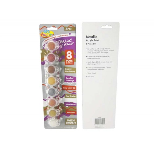 Acrylic Paint Set - Metallic - 8 Tubs x 5ml each