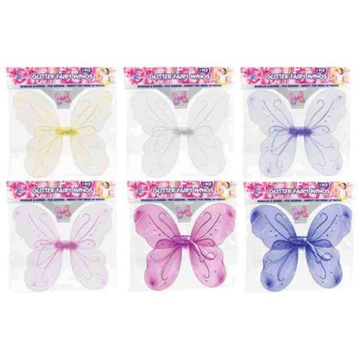 BLUE - Glitter Fairy Wings, Kids Fancy Dress/Party 42x36x33cm - PY681
