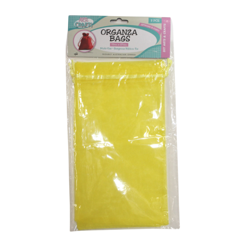 Yellow 3 Organza Bags Pack 15x27cm Colours Jewellery Gift Drawstring Ribbon