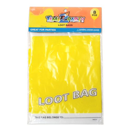 Yellow 8pce Loot Party Bags Kids Birthday Parties Loot Filler