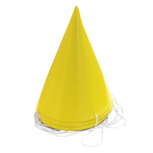 8pce Yellow Party Hats Cone Shape 18x12cm in Bright Colour