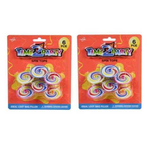 1 Pack 6pce of Spinning Tops Retro Style 4cm Party Loot Bag Filler
