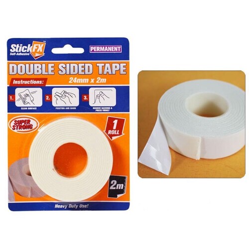 1 Roll of White Double Sided Tape 24mm x 2m DIY Art & Craft
