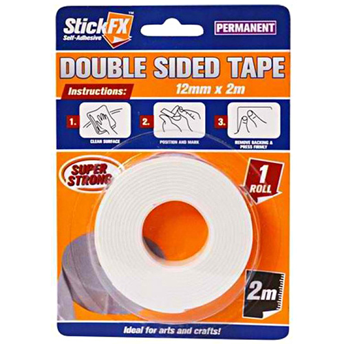 1x Roll White Double Sided Tape 12mm x 2m