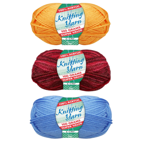 Brisbane Lions Footy Team Colours Knitting Wool Yarn 100g/Roll 3 Piece 100% Acrylic