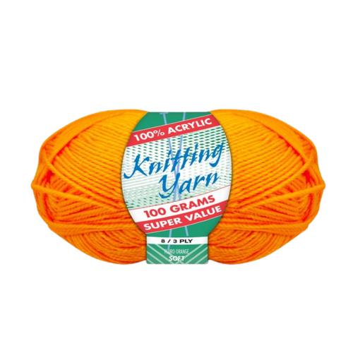 Orange Knitting Wool Yarn 100g 8 Ply 1 Roll 100% Acrylic