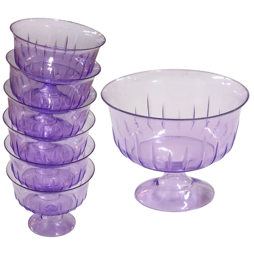 6pce Purple Plastic Ice Cream / Dessert Cups 240ml for Parties & Events
