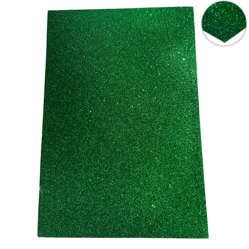 2pce Green Glitter EVA Adhesive Sheets 20x30cm Cut To Size