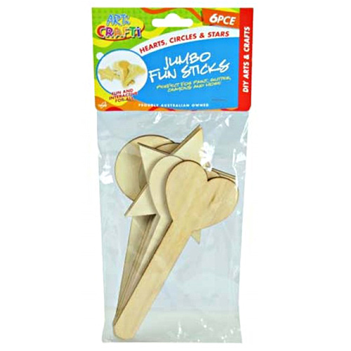 6 Pack Jumbo Fun Shape Topper Sticks Design, DYI bookmarks, herb garden signs
