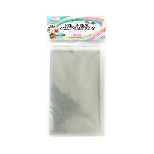 40pce Cello Bag Easy Peel & Seal 23x15cm Craft Jewellery Storage Clear Plastic
